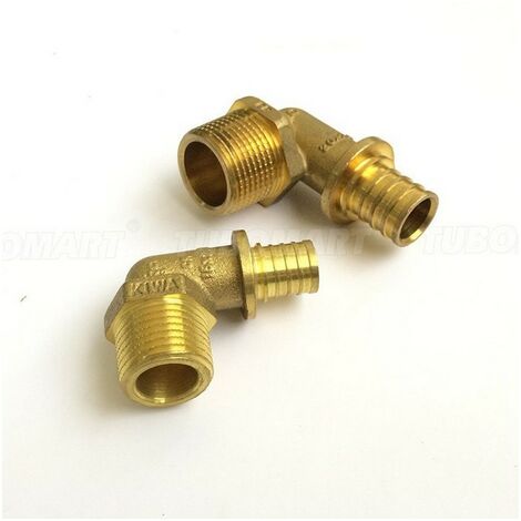 Rehau 137613-001 - Coude 90° mâle - 20x1,9 - R3/4 - Laiton - JAUNE