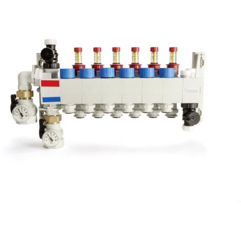 Rehau – Collecteur pour plancher chauffant 4 circuits – Raccords instantanés en tube PER RAUTHERM Ø 16 x 1.5 – 14707201001