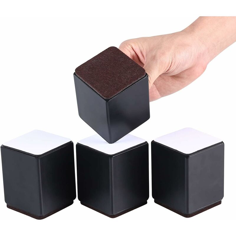 Aougo - Rehausse de meuble en acier de 100 mm, rehausseur de lit et de pied de table robuste, rehausseur de lit pour hauteur de meuble 10 cm, 4 pcs