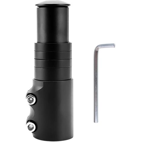 Rehausse Potence de Guidon Vélo VTT, Extenseur Réglable Rallonge Potence Velo en Alliage d'Aluminium Rallonge, pour Vélo de Route BMX Noir 28,6mm