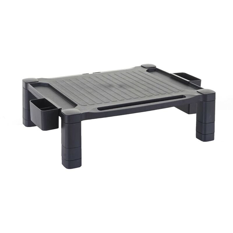 HHG - jamais utilisé] Rehaussement d'écran 413, support d'écran, rehausse pour bureau, présentoir d'écran, plastique 13x43x33cm