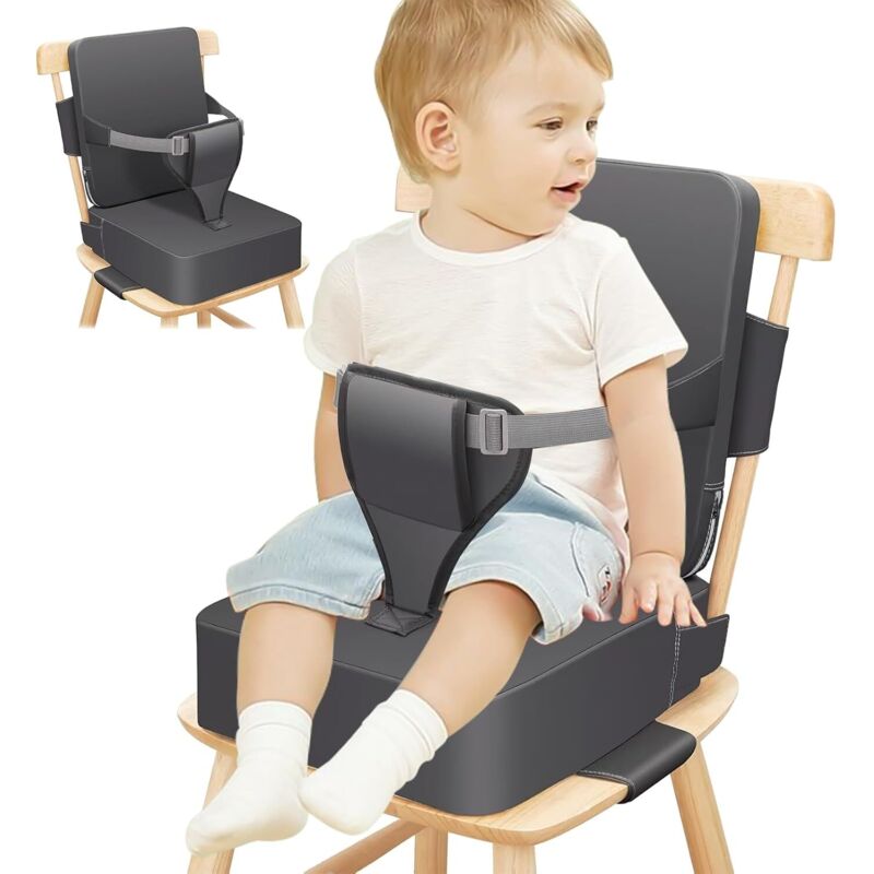 Rehausseur de chaise en polyuréthane, imperméable, avec dossier et ceinture de sécurité réglable, boucle à 3 points et coussin d'assise