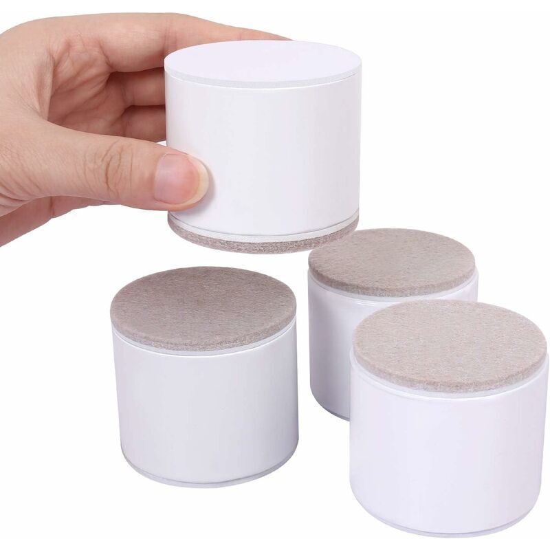 GABRIELLE Rehausseur de meuble 4 pièces, rehausseur de lit de 6 cm de long, canapé-lit et armoires surélevées de 5 cm, rond blanc