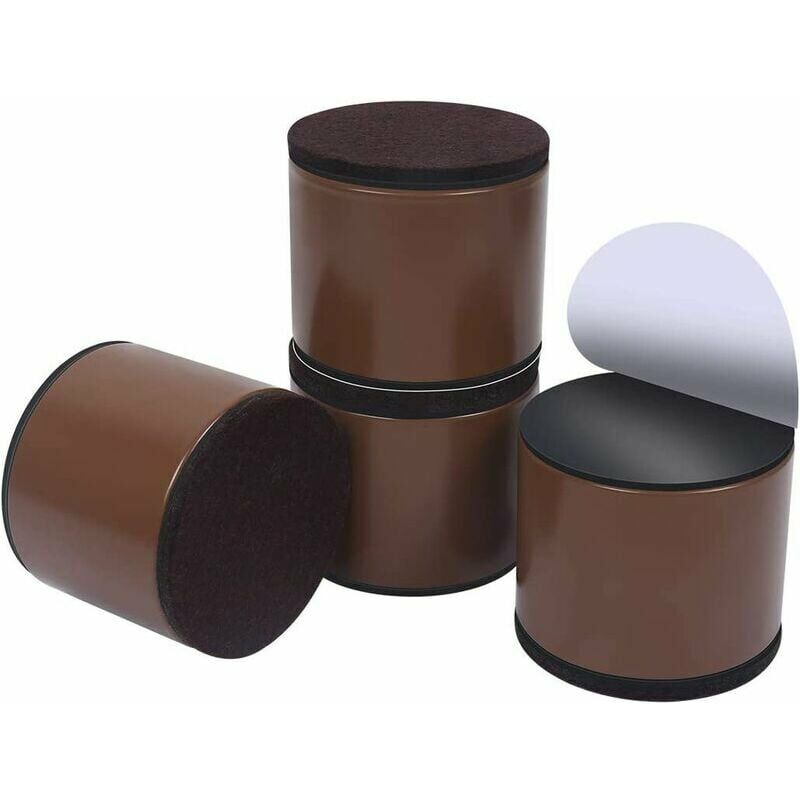 Rehausseur de Meubles en Acier Carbone - Rehausseurs de lit et de meubles en acier carbone - Hauteur de 5 cm - Couleur marron rond