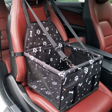 Rehausseur de siège auto pour chien, housse de transport pour chien avec ceinture de sécurité - Sac étanche, tapis de coussin de voiture pour chien et chat (noir)