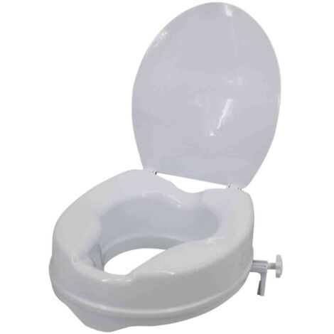 Rehausseur de Toilette Universel 100 mm de Haut, Siege de Toilette Sureleve Charge 136 kg, en PP Resistant, Verrouillage par Tige a Vis, pour Personnes Âgees, Handicapes, Patients, Enceintes