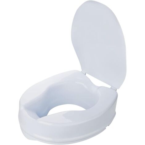 Rehausseur WC - 10cm ou 15cm - Plastique Rigide - Abattant Avec Couvercle - Senior Et PMR - Blanc