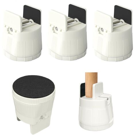 Rehausseurs de lit robustes blancs pour meubles, 6 à 8 cm, espace de rangement pour lit, chaise, table, canapé, bureau, pieds réglables pour meubles inégaux
