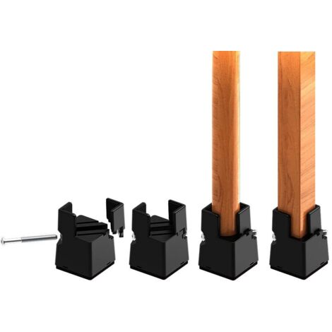 Rehausseurs de Meubles Réglables 5cm avec Pince à Vis, 2 Pouces Rehausseur Pieds de Lit, Table, Canapé, Bureau, Rehausseur Meuble Robuste pour Pieds de Chaise de 0,8 à 1,6 Pouces, Noir