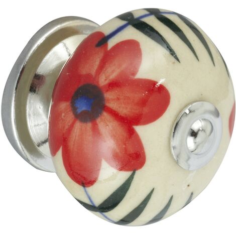 REI – Bouton de meuble boule en porcelaine multicouleur – Finition brillante – Diamètre 40 mm – Fixation à vis incluse