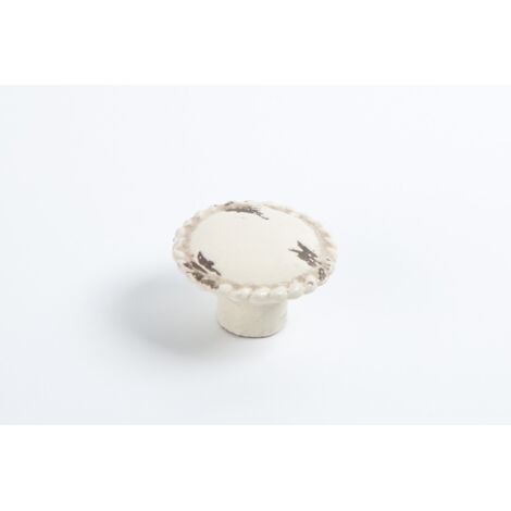 REI – Bouton de meuble en porcelaine crème 39x39mm – Fixation avec vis M4 – 1 unité décorative pour intérieur élégant
