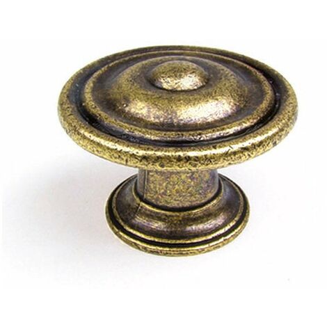 REI – Bouton de meuble rond en zamak finition laiton – Couleur vieil or – Diamètre 35 mm – Hauteur 26 mm – Profondeur 35 mm