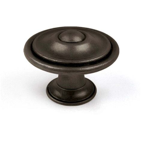 REI – Bouton de meuble rond noir en zamak H.26 x l.35 x P.35 mm – Finition noir mat – Fixation vissée avec vis M4 fournie