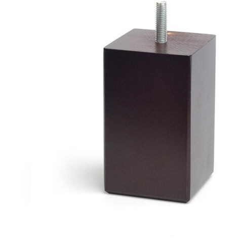 REI – Pied de meuble carré en hêtre wengé 6x6x10 cm – Système de fixation à vis – Poids max 250 kg – Pour meubles bas