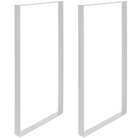 REI Set di 2 gambe da tavolo 385 x 40 x 850 mm Realizzato in acciaio Finitura Poro Bianco Fissaggio a vite Supporta fino a 150 kg