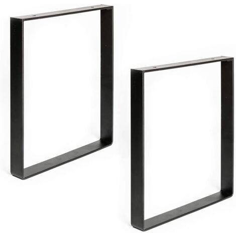 REI Set di 2 gambe per tavoli in stile industriale 350 x 40 x 385 mm Realizzato in acciaio Finitura nera Poro Fissaggio a vite Supporta fino a 250 kg
