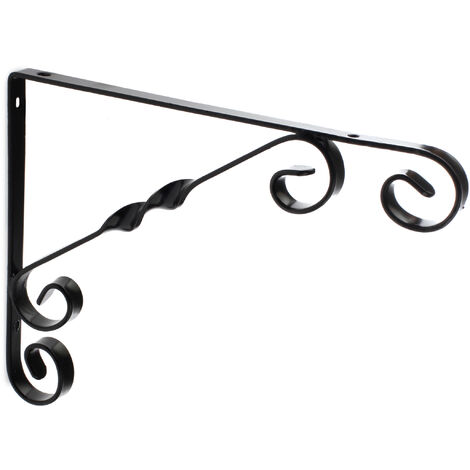 REI – Support pour étagère en acier noir 1,2 x 18 x 23 cm – Système de fixation vissé – 1 unité pour installation facile