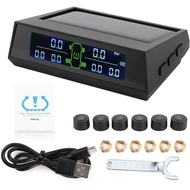 Image of Reifendruckkontrollsystem, solarbetriebener TPMS-Detektor mit externem 6"-LCD-Sensor für Wohnmobile