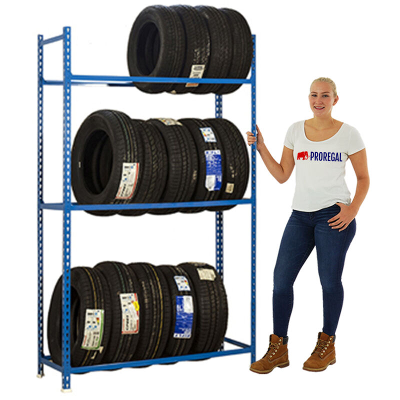 Support à pneus metal shark NO.1 HxLxP 200x90x40cm 3 niveaux 12 pneus Bleu