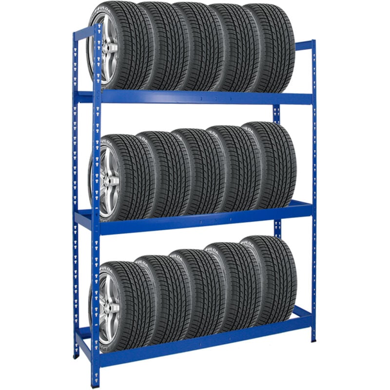 Tagère à pneus tiger xl HxLxP 200x150x45cm Charge max. 300kg Jusqu'à 18 pneus Bleu Porte-Pneu, rack à pneus, rayonnage, stockage, rangement, support,