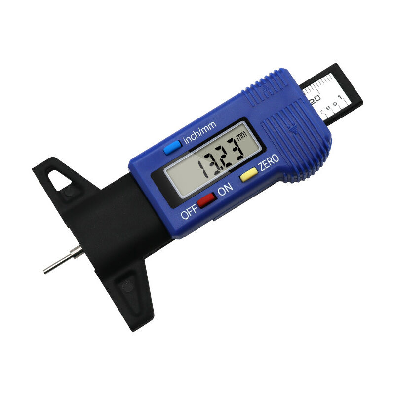 Image of Reifentiefenmesser (Blau), Digitaler Profiltiefenmesser, Profilmesser mit LCD-Anzeige, 0-25 mm