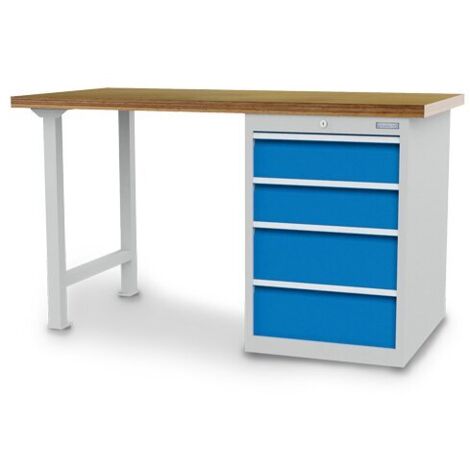 Reihenwerkbank Breite 1500 mm, R18-24, Schubladenblock mit 4 x Schublade Maße in mm (BxTxH): 1500 x 750 x 859