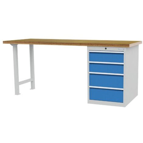 Reihenwerkbank Breite 2000 mm, R18-24, Schubladenblock mit 4 x Schublade Maße in mm (BxTxH): 2000 x 750 x 859