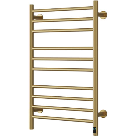 Reina Arnage Dry Electric Heated Towel Rail 800mm H x 500mm W - Brushed Brass