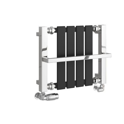 Reina Ashen Designer Radiator Towel Rail 400mm H x 490mm W - Black