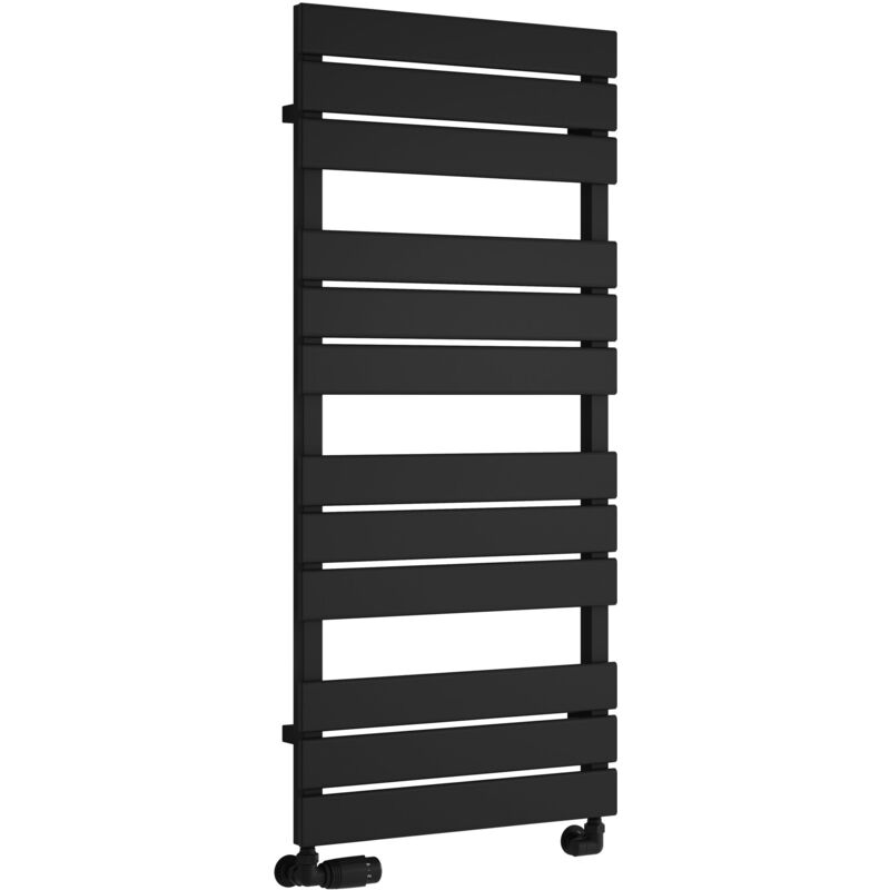 Reina - Avola Flat Panel Heated Towel Rail 1124mm h x 500mm w - Black