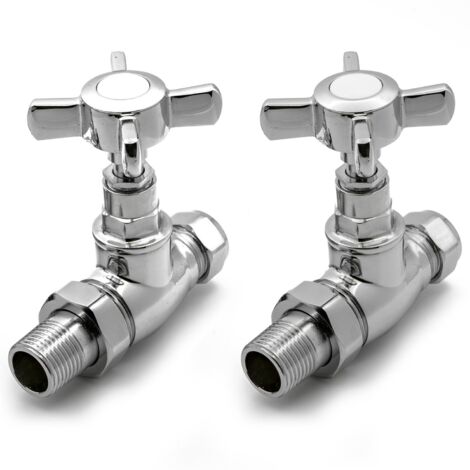 Reina Bronte Straight Radiator Valves Pair 15mm - Chrome