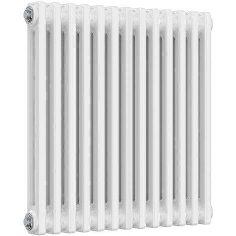 Reina Colona Steel White Horizontal 2 Column Radiator 600mm x 605mm Central Heating