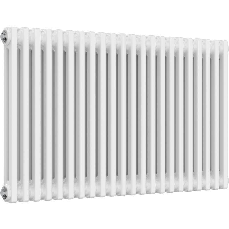 Colona Steel White Horizontal 2 Column Radiator 600mm x 1010mm Electric Only - Thermostatic - Reina