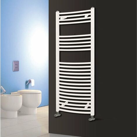 Reina Diva Electric Curved Heated Towel Rail 1200mm H x 450mm W White