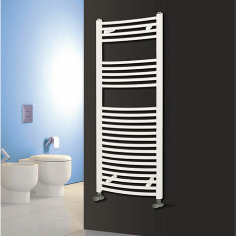 Reina Diva Electric Curved Heated Towel Rail 1200mm H x 600mm W White