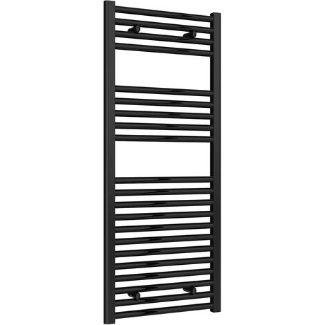Reina Diva Steel Straight Black Heated Towel Rail 1200mm x 500mm Central Heating