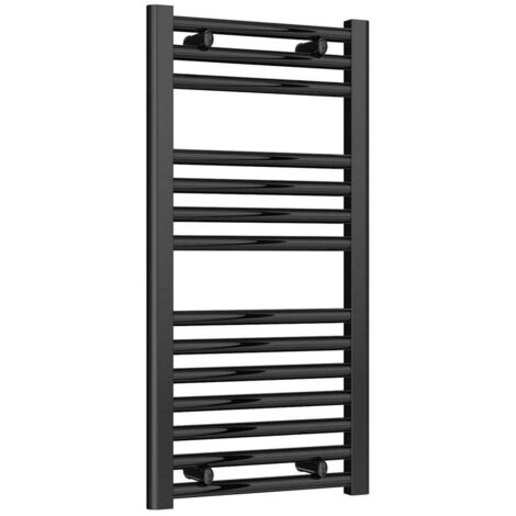 Reina Diva Flat Heated Towel Rail 800mm H x 400mm W Matt Black