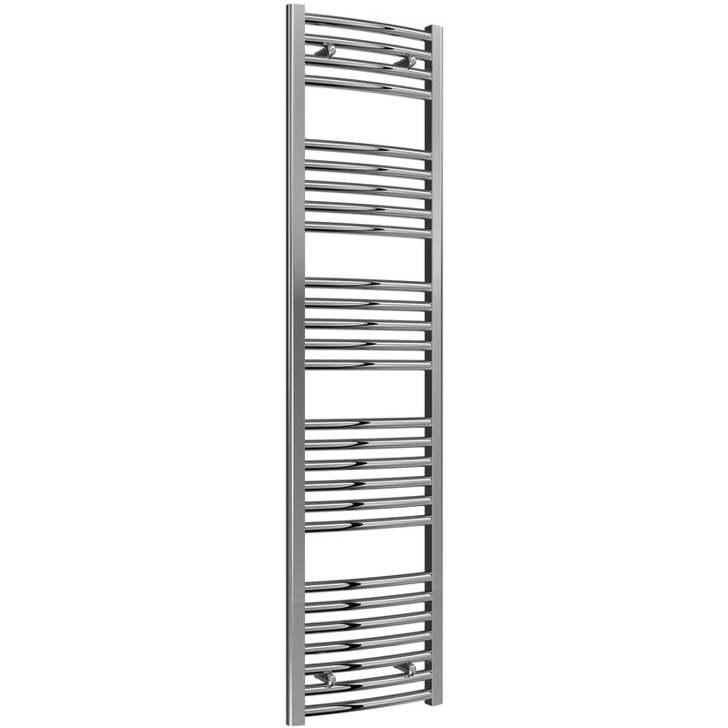 Diva Steel Curved Chrome Heated Towel Rail 1600mm x 400mm Central Heating - Reina