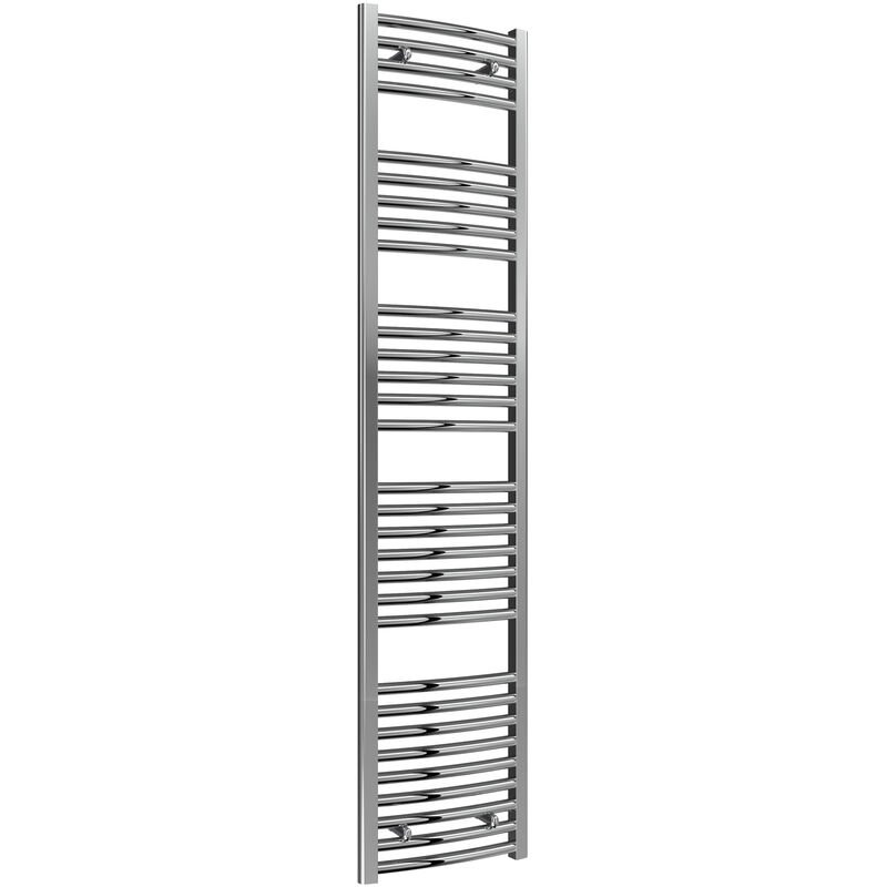 Diva Steel Curved Chrome Heated Towel Rail 1800mm x 400mm Central Heating - Reina