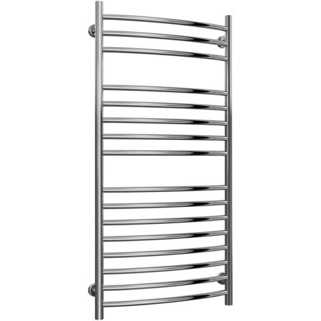 Reina Eos Curved Heated Towel Rail 1200mm H x 600mm W Polished Stainless Steel