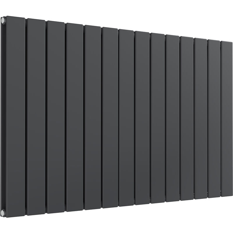 Reina - Flat Steel Anthracite Horizontal Designer Radiator 600mm x 1032mm Double Panel Electric Only - Thermostatic