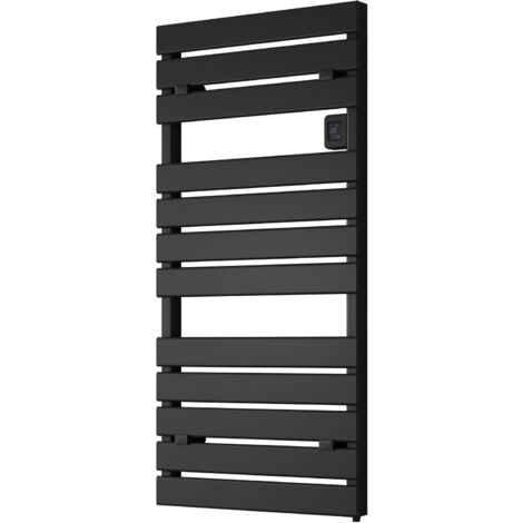 Reina Gia Flat Panel Electric Heated Towel Rail 1120mm H x 550mm W - Black