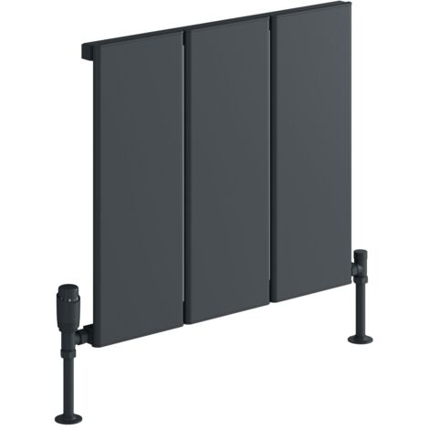 Reina Larga Horizontal Aluminium Radiator 600mm H x 608mm W - Anthracite