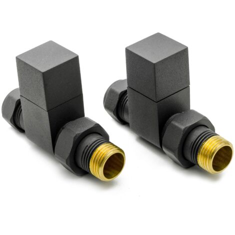 Reina Loge Straight Radiator Valves Pair - Anthracite