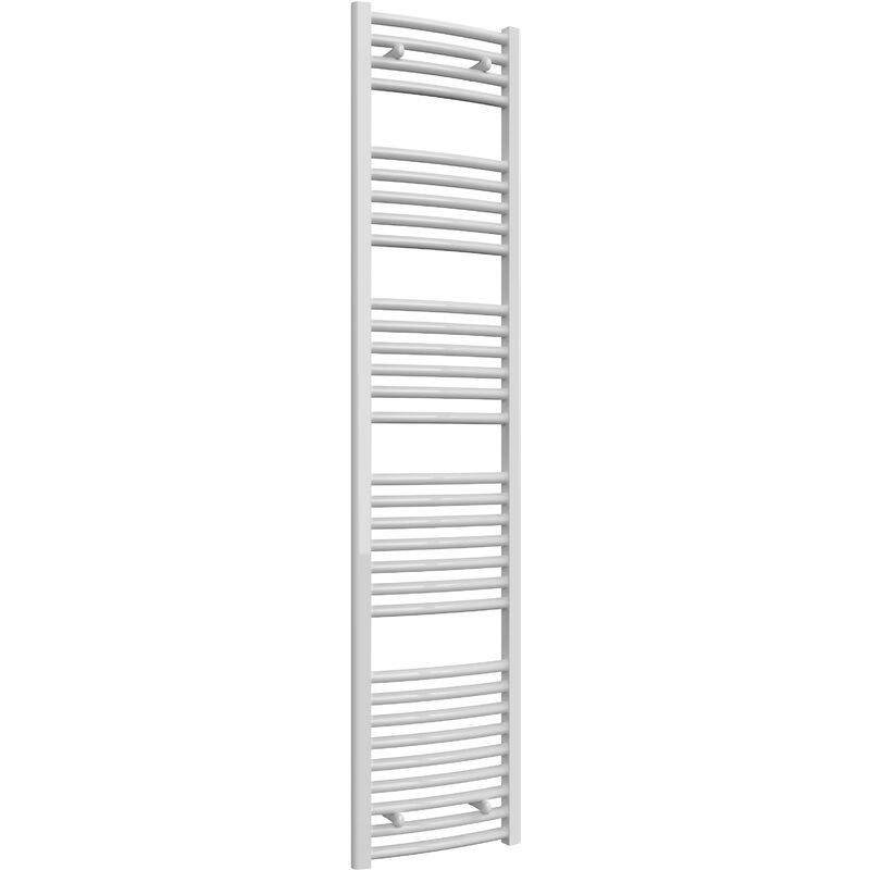 Diva Steel Curved White Heated Towel Rail 1800mm x 400mm Central Heating - Reina