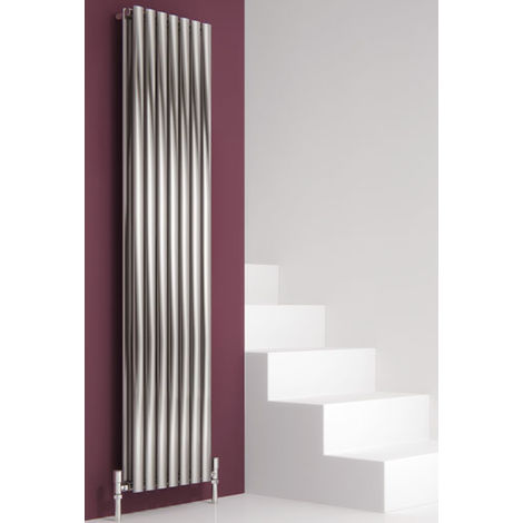 main image of "Reina Nerox Stainless Steel Brushed Double Panel Vertical Designer Radiator 1800mm x 413mm - Central Heating"