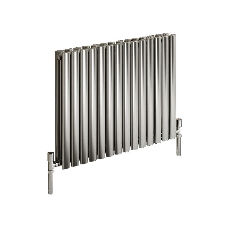 Reina - Nerox Stainless Steel Polished Horizontal Designer Radiator 600mm x 1180mm Double Panel Central Heating