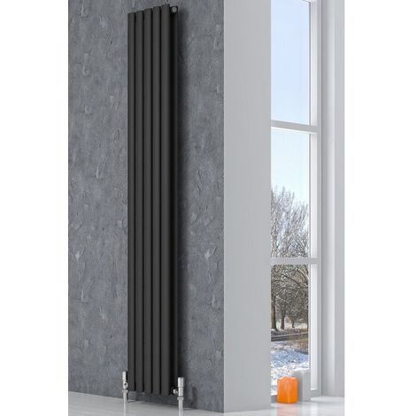 Reina Neva Steel Anthracite Single Panel Vertical Designer Radiator 1800mm H x 413mm W - Central Heating