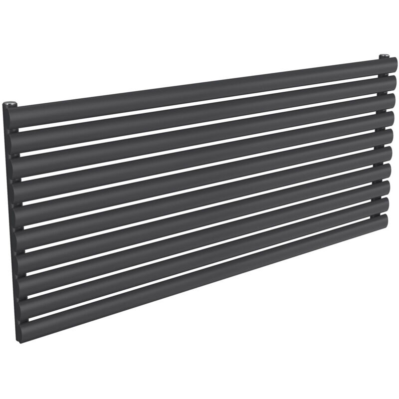 Reina - Nevah Single Designer Horizontal Radiator 590mm h x 1400mm w Anthracite