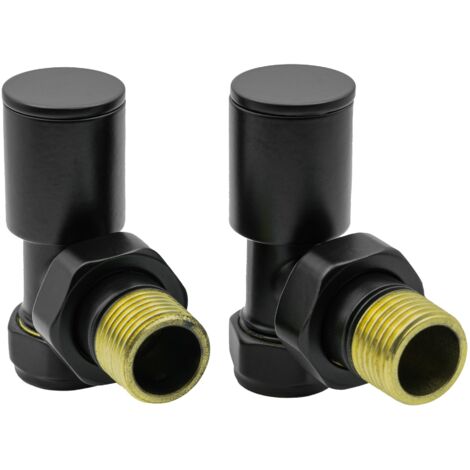 Reina Portland Angled Radiator Valves Pair 15mm - Black
